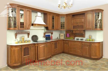 Кухня с фасадами массив Ясеня Т 511 / 108