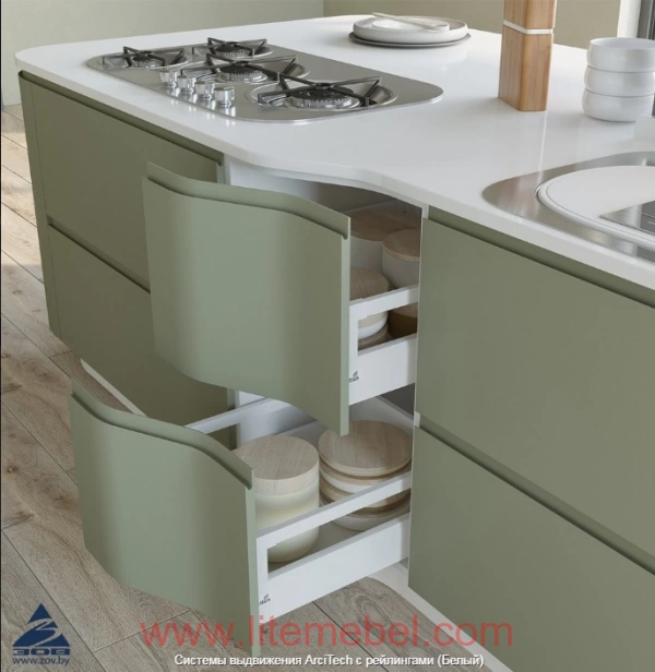 Кухня с карашенными фасадами Система КВ NCS S3005-G50Y / RAL9003